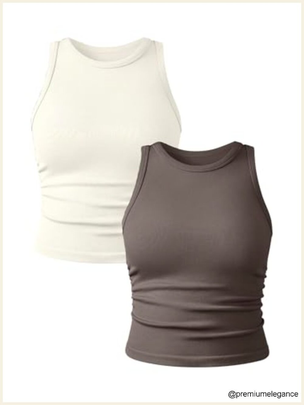 2 Pack Seamless Ribbed Crop Tank Tops Crew Neck Women's Athletic Yoga Top